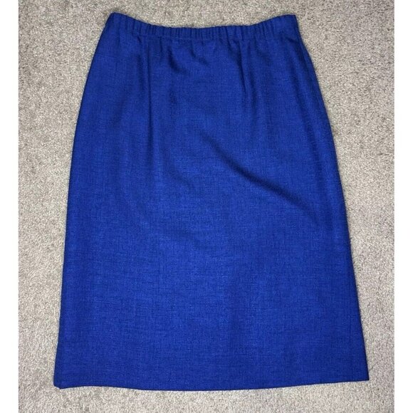 HENRY LEE Vintage Blazer Skirt Suit Set Cobalt Blue Sz Petite 12 Office READ - Picture 16 of 16